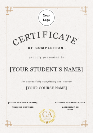 Antique Style Beige Academy Certificate of Course Completion