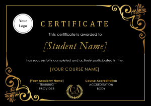 Landscape - Black Gold Academy Certificate of Completion
